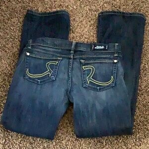 Dark Blue Women's Jeans with Contrast Stitching